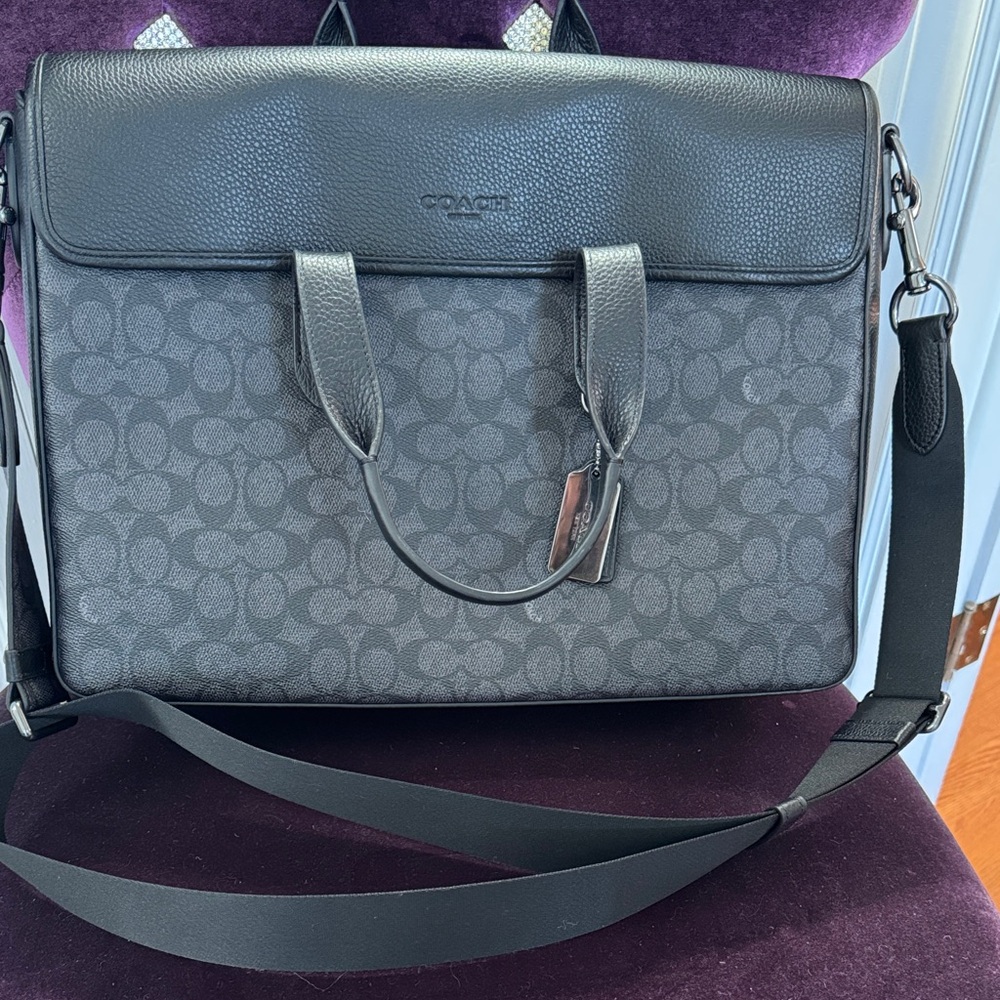 Coach Black and Dark Gray Men's Briefcase